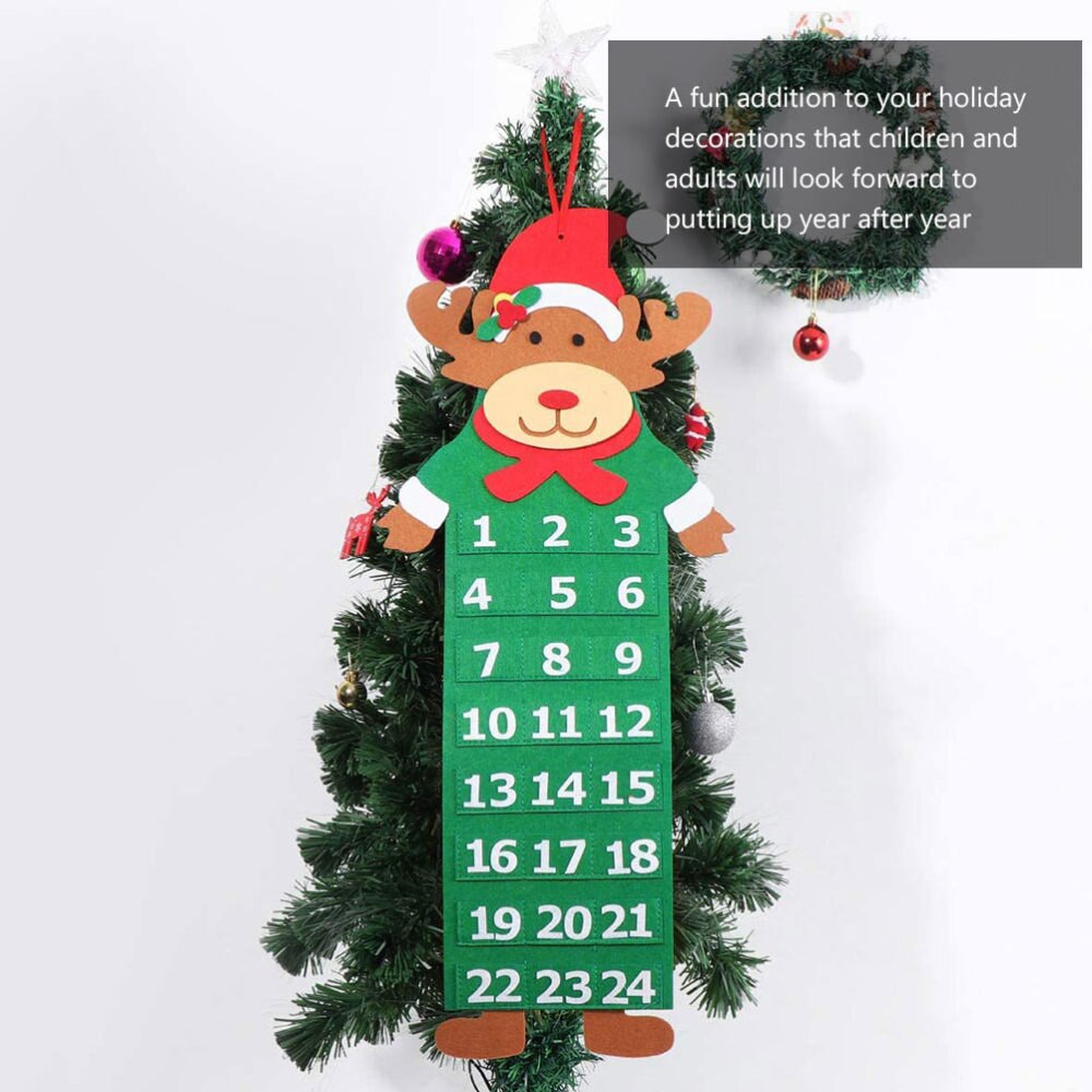 Felt Christmas Advent Calendar Hanging Christmas Tree Countdown Calendar
