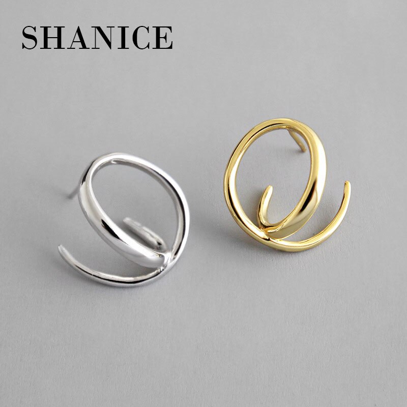 SHANICE 925 Sterling Silber Zucht Ohrringe Für Frauen Mädchen eins einfache geometrische kreis unregelmäßigen linien freundlicher durchbohren Schmuck