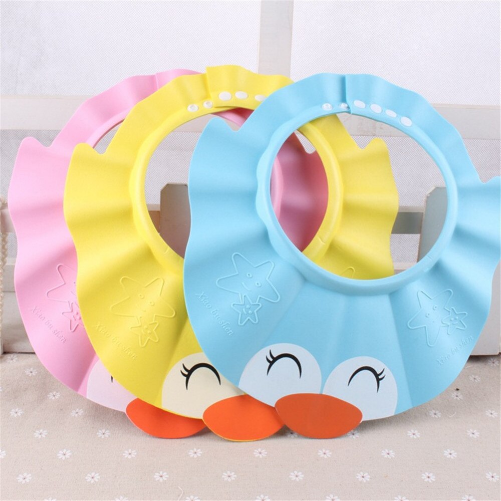 Baby tegneserie badehætte solid shampoo badehat justerbar hat småbørn børn vaske hår beskytter beskytter babypleje