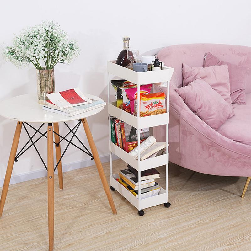 Kitchen Trolley 4 Layer Utility Cart Multi-function Trolley Storage Trolley Kitchen Foldable Trolley Rolling Metal Trolley HWC