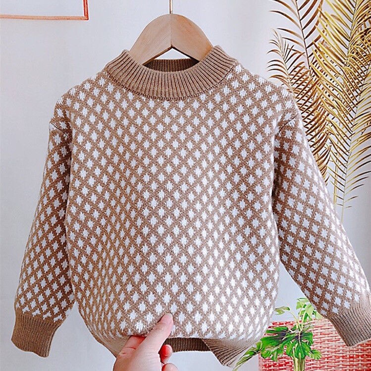 Suéter fino para niños y niñas, ropa de primavera, nueva de punto, camisas para niños, disfraz infantil cálido de: Khaki / 9 años
