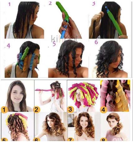Bricolage 55cm Long bigoudis 40 pièces/ensemble rouleau magique bigoudi magique bigoudis spirale boucles Kit de coiffure