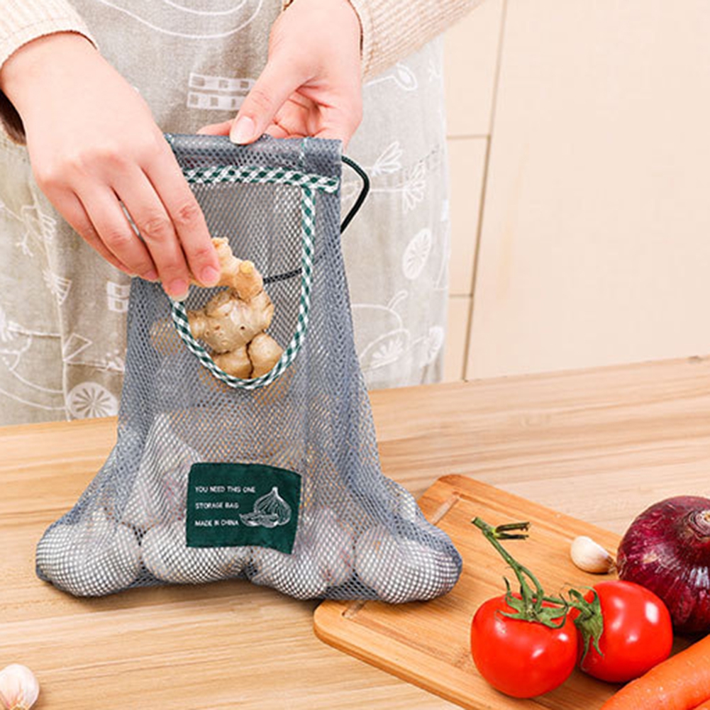 Kitchen Vegetable Fruit Mesh Storage Bags Onion Potato Storage Ginger Mesh Bag Home Practical Tool Practical Storage Tool