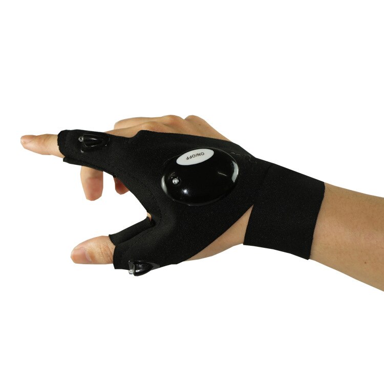 Guantes de pesca luminosos sin dedos LED, linterna de cebo, herramientas de pesca nocturna para exteriores, accesorios para pescar