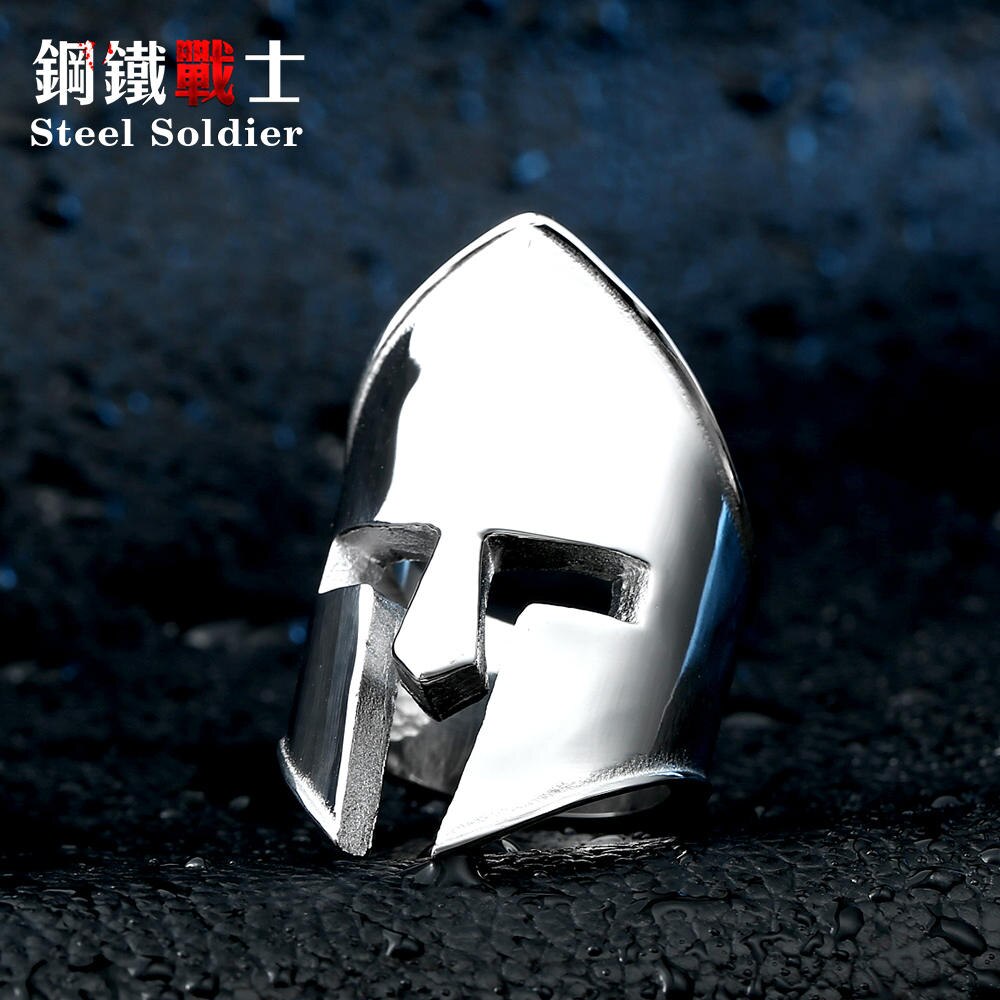 Stahl soldat edelstahl männer ritter Helm Ring persönlichkeit beliebte für Europa schmuck für männer: 7 / heigh 4mm