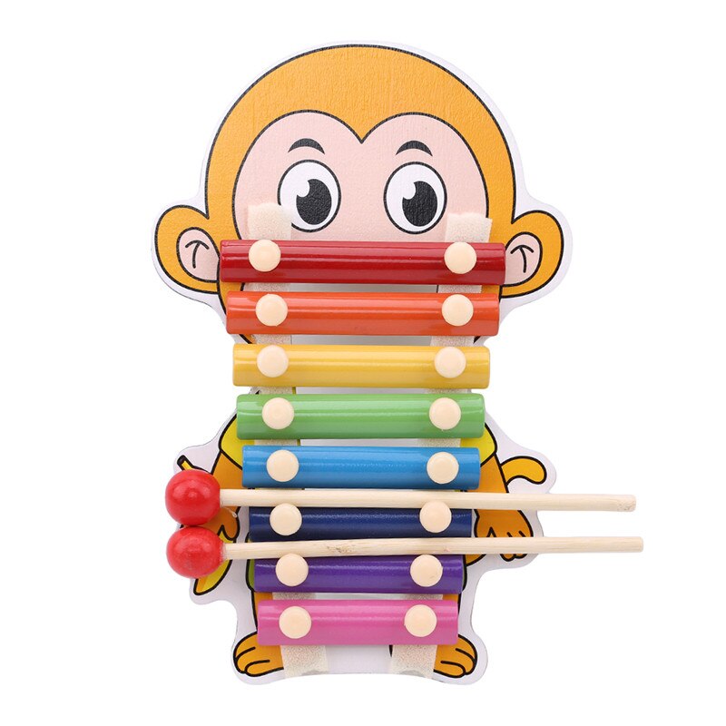 Kids Rainbow Xylophon Animal Pattern Hand knock Music Instruments Piano Baby Educational Toys Xylophon Toys For Children: Monkey