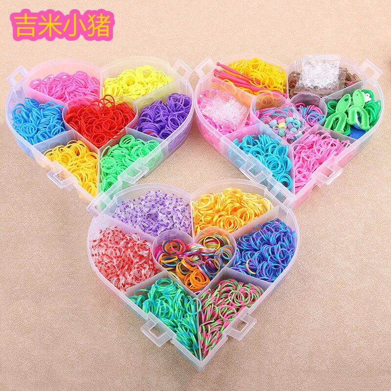 Bandas de telar de 21 colores para niños y niñas, DIY, banda de goma elástica para tejer pulseras de cordones, juego de juguetes para niños, 4200 Uds., de