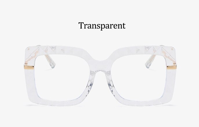 Diamond Bril Vrouwen Vintage Overszied Vierkant Zwart Vrouw Zonnebril Luxe Mode Brillen Frame TR90: Transparent