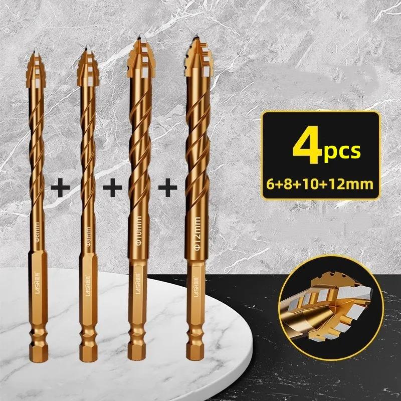 Four-edge Sawtooth Drill Bit Upgraded For Tile Drilling Concrete Special Electric 6mm Ultra-high Hardness Drill Bit Set: Silver