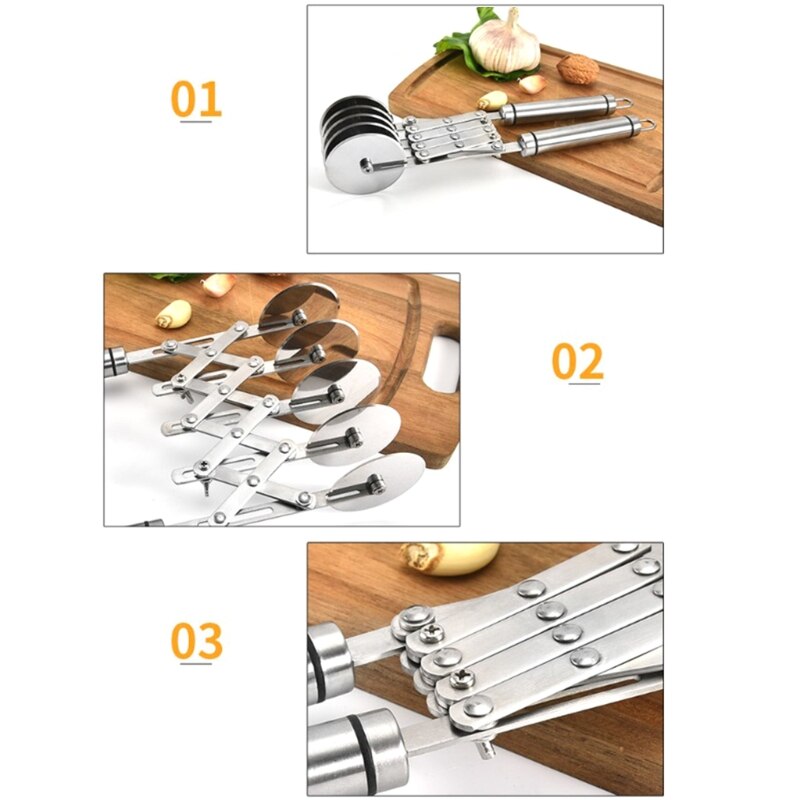 5 Wiel Gebak Cutter Roestvrij Pizza Slicer Deeg Cutter Roller Gebak Mes