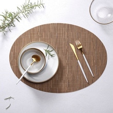 Bamboe Graan Schilderij Placemats Ovale Tafel Mat Cup Bar Mat Keuken Accessoires Pvc Adiabatische Kan Worden Gewassen Salontafel Kom pad