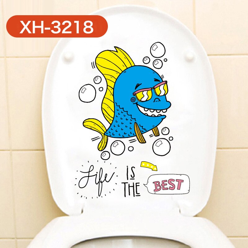 1pc Undersea Animal Toilet Bathroom Wall Stickers Waterproof Toilet Sticker Home Decoration Pattern Diy Funny Mural Art: XH-3218