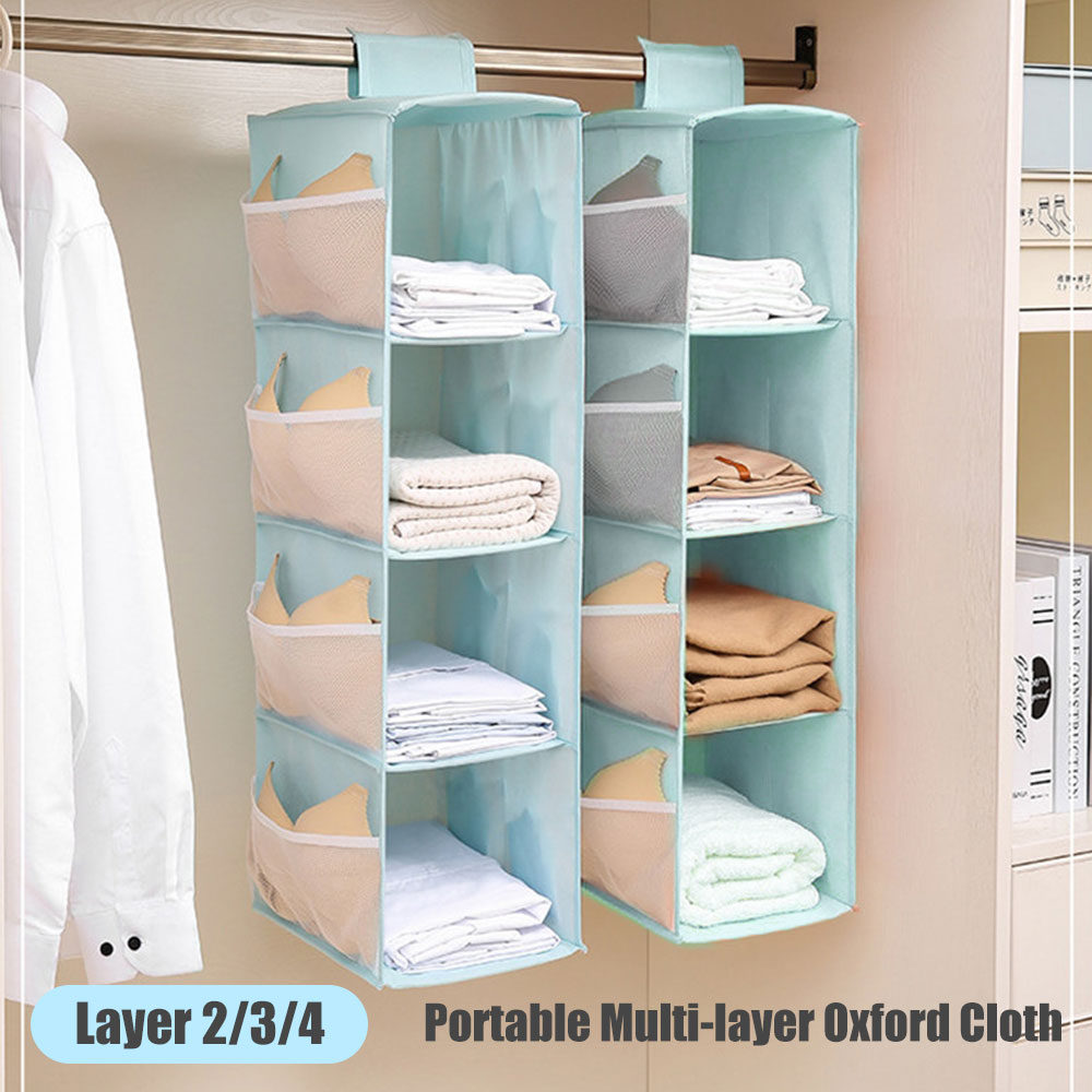 Multi Layer Wardrobe Closet Organizer Shelf Hanging Shelf Non-woven Fabric Foldable Bra Clothes Storage Rack Holder Organiser