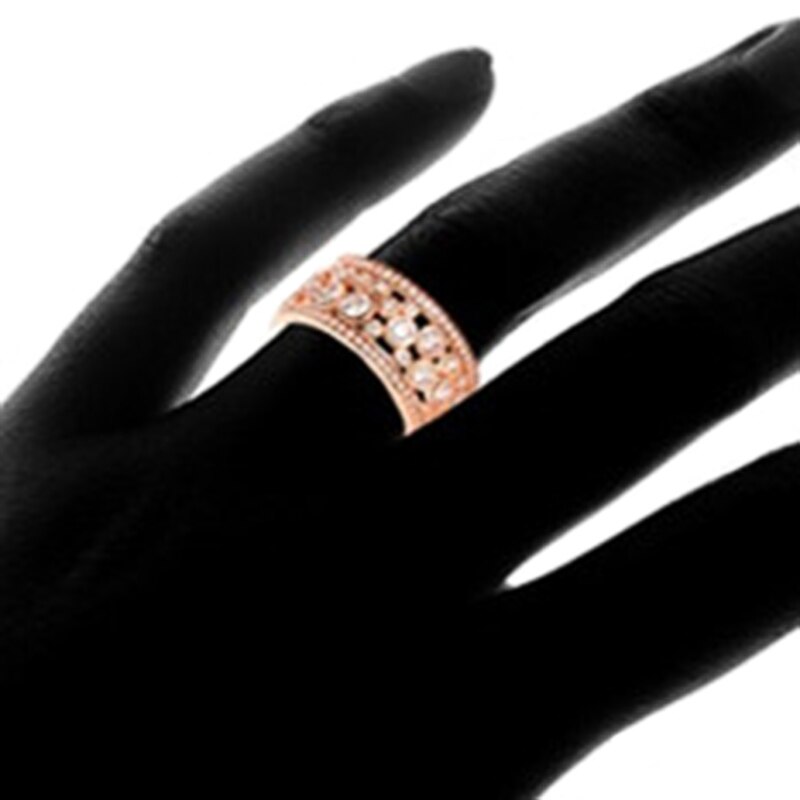 Huitan WunderschöNe Frauen Hochzeit Braut Ring Ethnische Stil Mikro Gepflasterte CZ Stein Hohl Geburtstag für murmeln/Großmurmeln