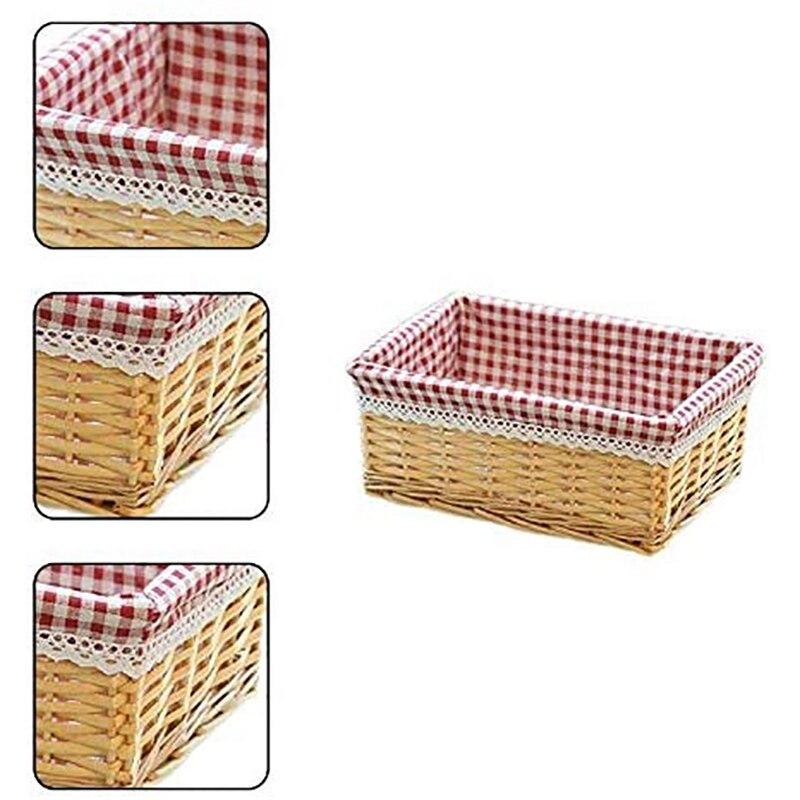 Rieten Mand Cadeau Handgemaakte Met Stof Insert Opslag Mand