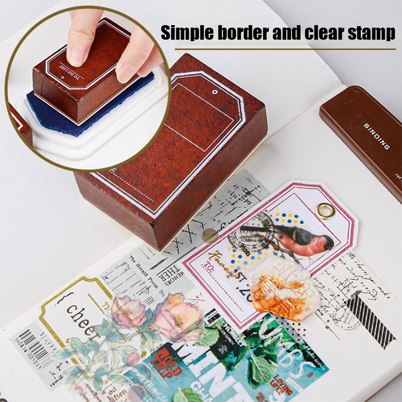 Timbre Standard Vintage pour Scrapbooking, étiquette à base de bordure noire, timbres en bois et caoutchouc, papeterie pour Scrapbooking, DIY bricolage