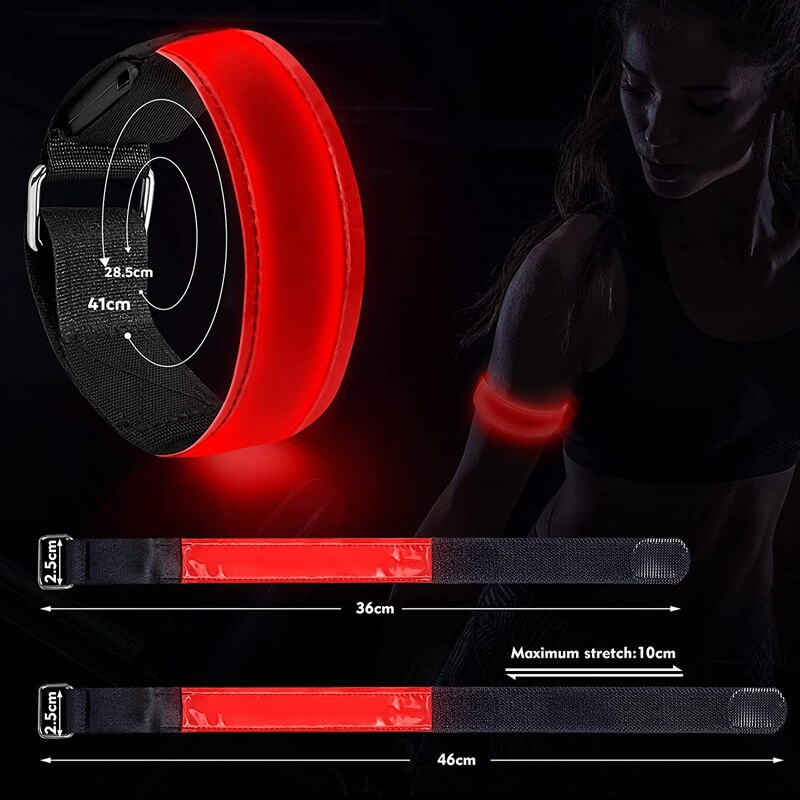Jabs 2er- pack wiederaufladbare led-armbänder, reflektierende usb-armbänder, laufarmbänder für joggen und sport