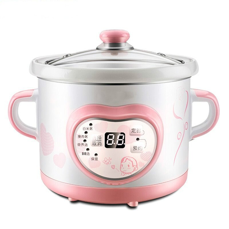 220V 150w 1L Ceramic liner mini electric cooker bb porridge Appointment timing insulation Slow cooker 1-2 people use