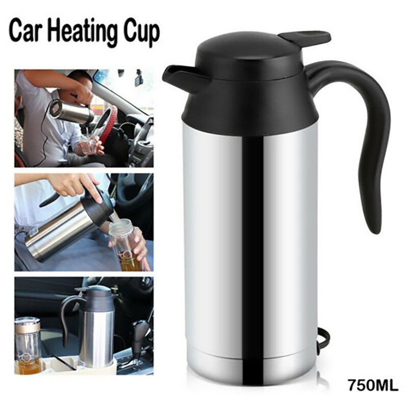 750ml 12/24V Zilver Huishoudelijke Auto Pot Boiler Universele Rvs Verwarming Mok Elektrische Reiswaterkoker