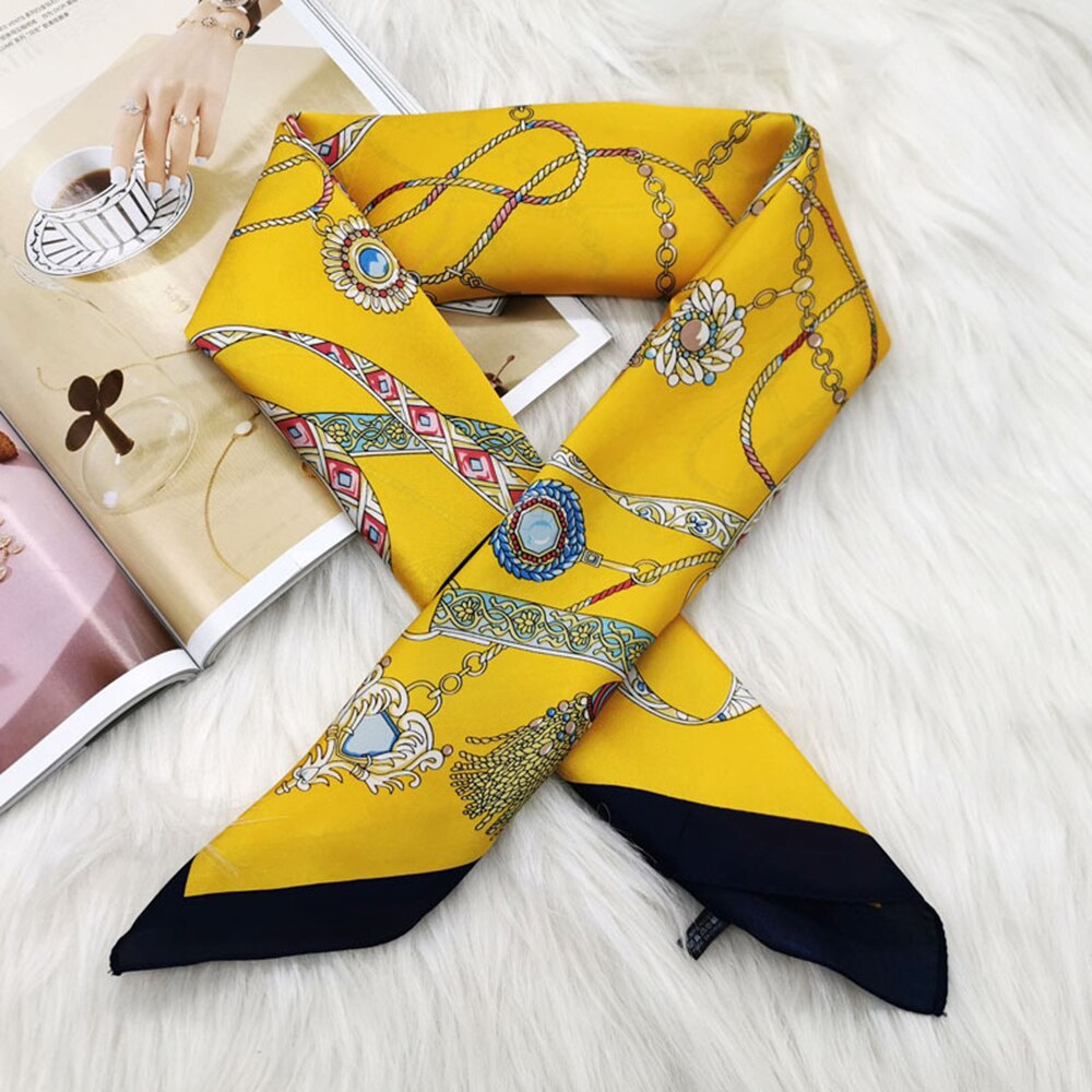 Silk Skinny Bag Scarf for Women Print Neck Scarves Head Band Long Ribbon Hairband Scarfs Accessories: 2