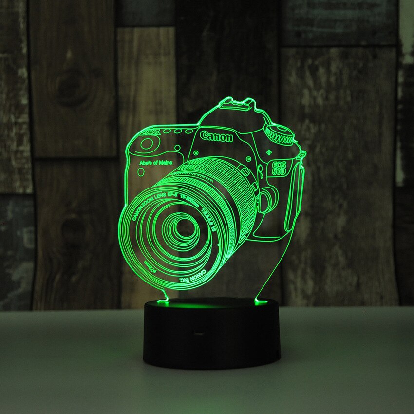 Novelty 3D Entertainment camera illusion LED Lamp USB Table Light RGB Night Light Romantic Bedside Decoration lamp luminaria