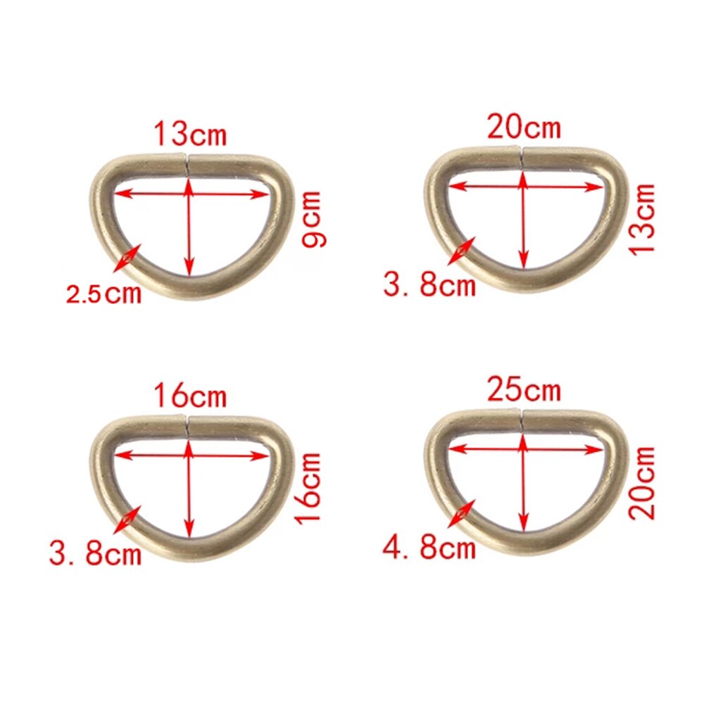 10 sztuk/partia 13/16/20/25mm D pierścienie pasek klamra wewnętrzna szerokość Metal półokrągłe w kształcie do torby pasek pas torebka DIY torba akcesoria