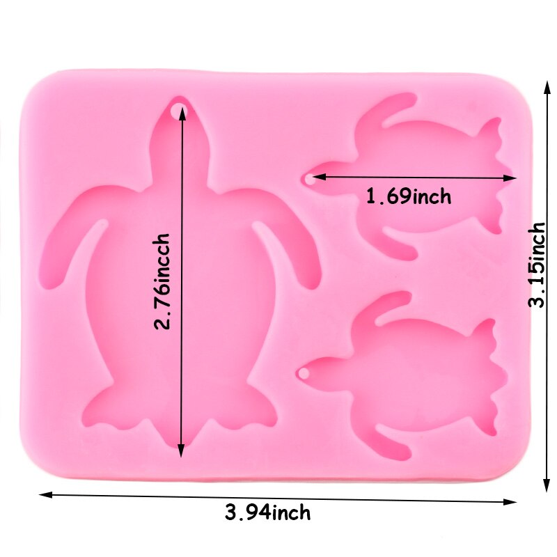 Shiny Schildpad Familie Sleutelhangers Siliconen Mal Diy Schildpad Moeder En Baby Sieraden Maken Polymeer Klei Mallen Epoxyhars Mal