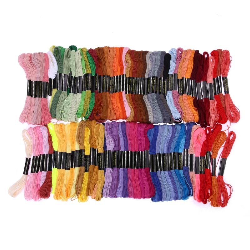 Hilo de bordar de poliéster para manualidades, ovillos de costura hechos a mano, accesorios para tejer, 100 colores