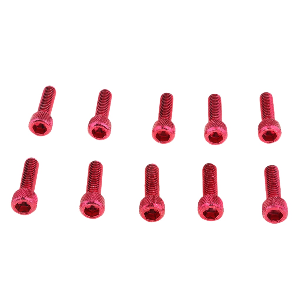 10pcs Hex Socket Cap Head Screw Bolt Aluminum Alloy Red M6 X 20mm