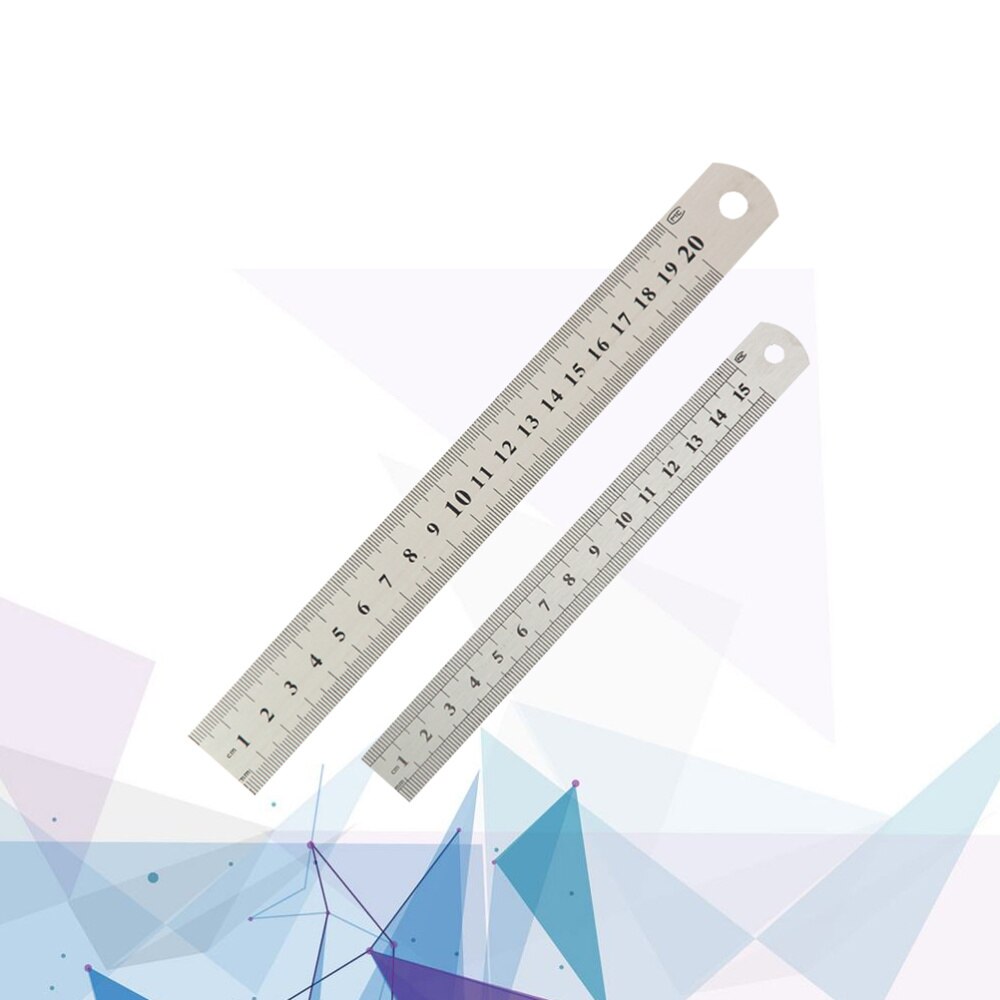 2pcs Simple Double Scale Straight Ruler Measure Ruler Metal Ruler for School Office: Default Title