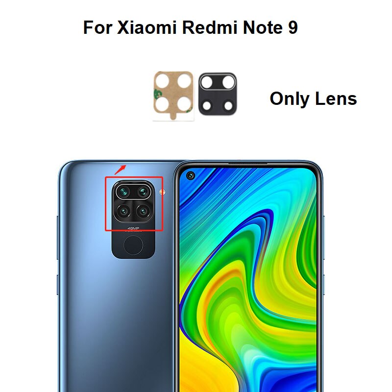 Lentille de caméra arrière pour Xiaomi Redmi Note 9 PRO 9S, verre de caméra arrière avec cadre, autocollant adhésif: note 9 lens only