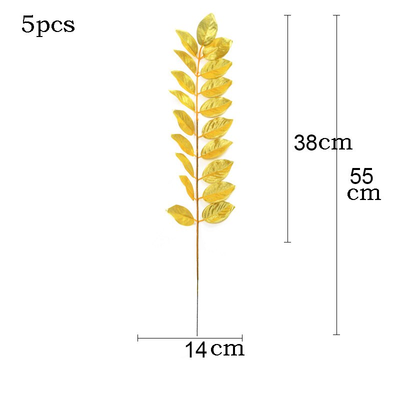 5Pcs Artificial Gold Fabric Turtle Back Leaf Scattered Tail Leaf Wedding Decoration For Home Christmas Birthday Palm Leaves