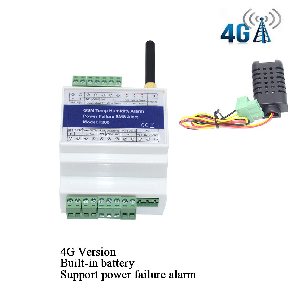 Control remoto DIN-rail GSM 4G SMS, Monitor de estado de humedad y temperatura, alarma con 2 salidas de relé, recordatorio de alarma de fallo de potencia: 4G Version Type C