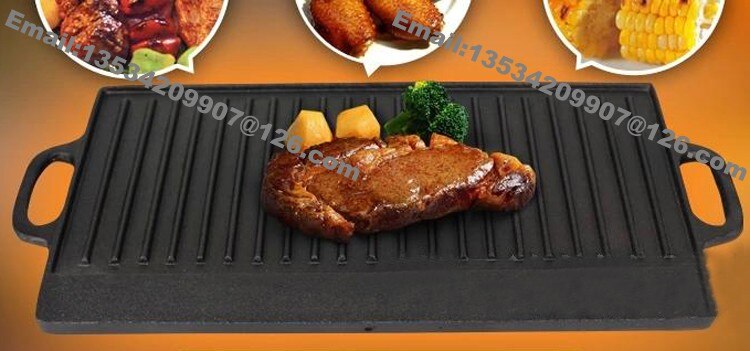 43x23cm Heavy Duty Reversible Double Burner Cast Iron Grill Griddle Pan