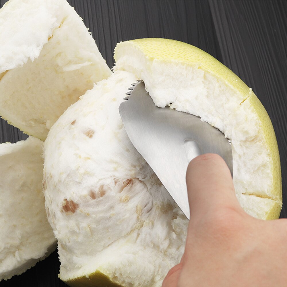 Grapefruktkniv i rostfritt stål långt handtag lättöppnad grapefruktskalkniv tandade kanter fruktknivskärare köksredskap