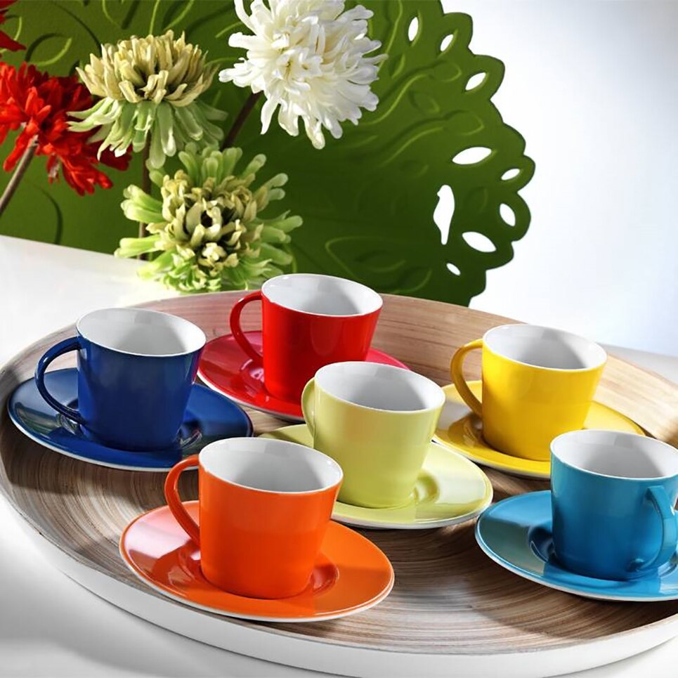 Turkse Koffie Kutahya Heeft Porselein Toledo Gekleurde Koffie Cup Set 6 + 6 Stuks