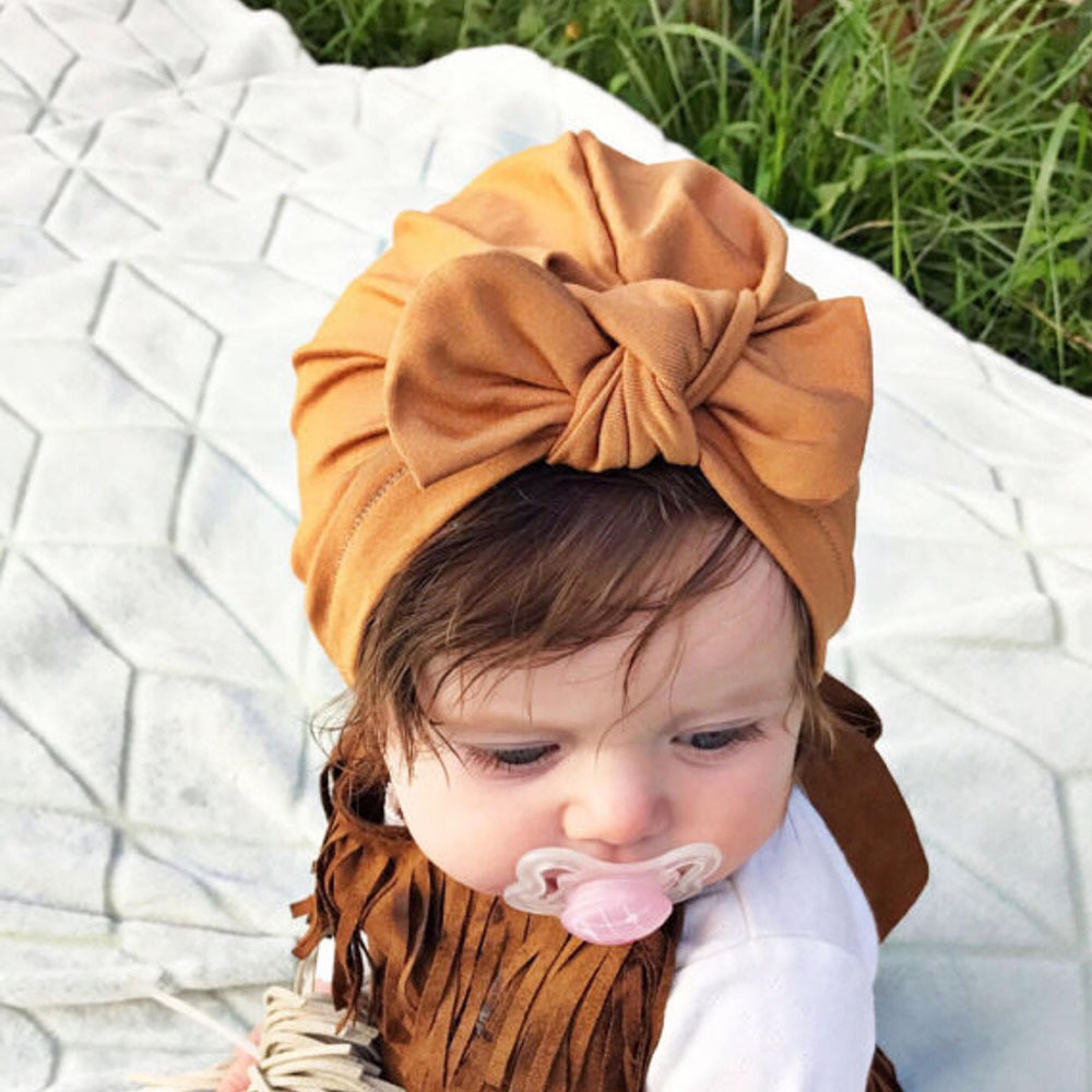 1 pièces Bebe filles garçons doux arcs Turban lapin oreille noeud casquette bonnet chapeau musulman inde chapeau bohème bowknot turbans Cap