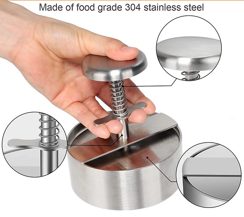 Moldes de acero inoxidable 304 para hacer tortillas de carne, prensa de Buger para hacer postres, galletas, utensilios de cocina, accesorios