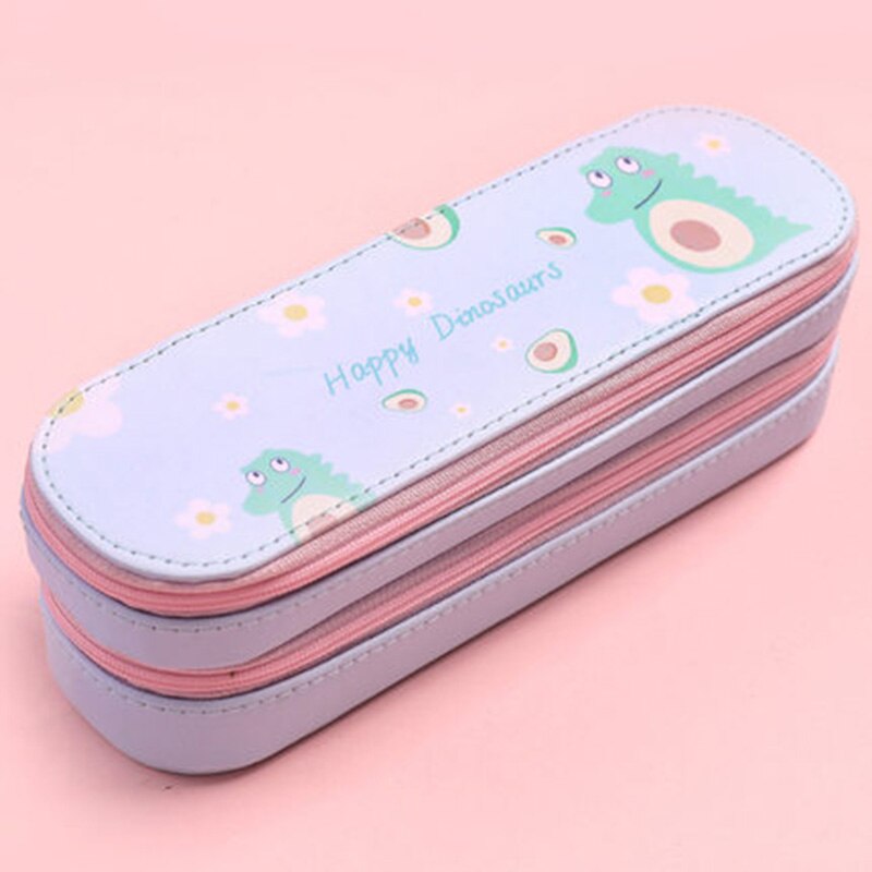 double Pencil CaseLarge Capacity School Pen Case Supplies Pencil Bag School Box Pencils Pouch Stationery: blue