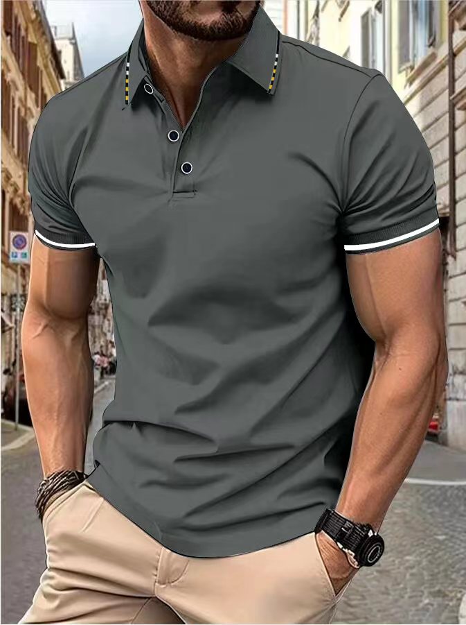 Polo d'été décontracté à manches courtes pour hommes, T-shirt à revers de couleur, à la