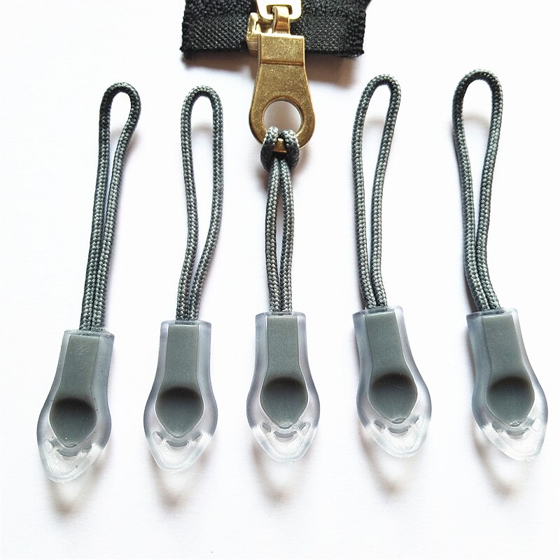 50Pcs Backpack Zipper Transparent Pull Cord Zip Fastener Zip Slider: 50pcs Gray