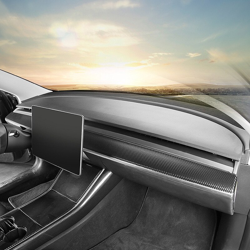 Modifisert film for midtre kontrollpanel karbonfiber lærbeskyttelsesfilm for dashbord egnet for tesla modell 3