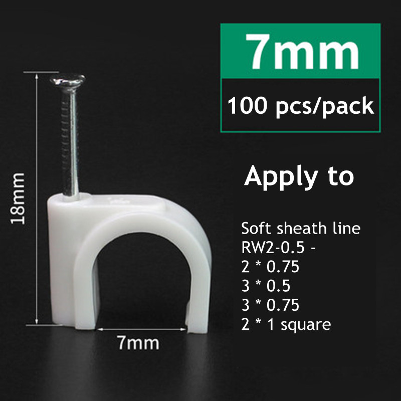 100 pcs 4/5/6/7/8/9/10/12mm Cable Steel Nail Line Card Card Wire Line Circular Cable Clips Trough Wire Fixing: 7mm