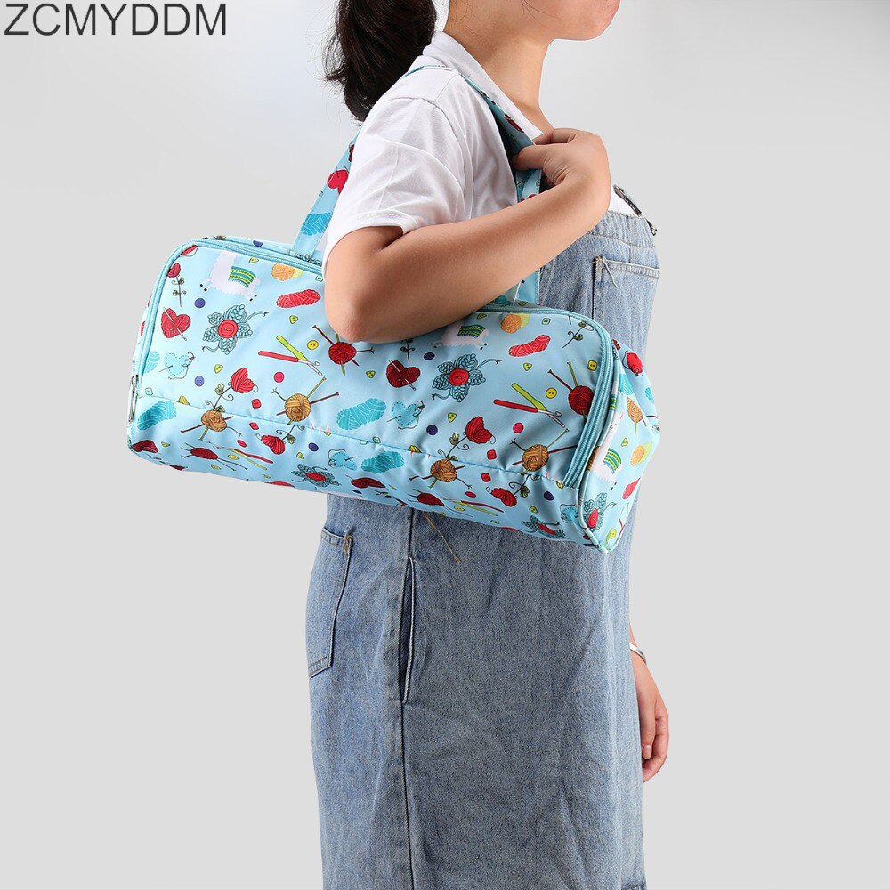 ZCMYDDM Print Knitting Storage Bag Yarn Tote Organizer with Inner Divider DIY Household Organizer Knitting Needle Bag