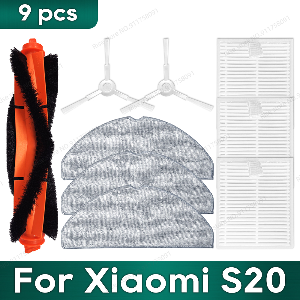 Compatibel voor Xiaomi S20 (D106) Accessoires Hepa Filter Hoofdrolborstel Mop Doek Reserveonderdelen: Light Grey