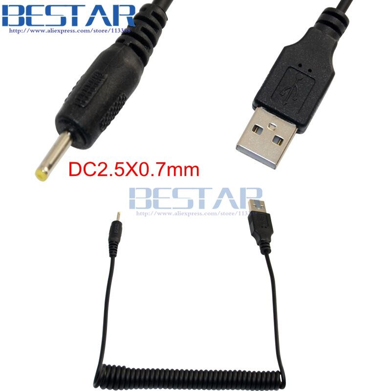 USB 2.0 A Male to DC JACK 2.0x0.6mm 2.5x0.7mm 3.0x1.1mm 3.2x0.9mm 3.5x1.1mm 3.5 x 1.35mm 5V 2A Power Spring Cable 1m: DC 25x7