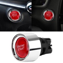12V/24V 50A Car Engine Start Push Button LED Light Ignition Starter Power Switch Illuminated Red Button With Removable Chrome