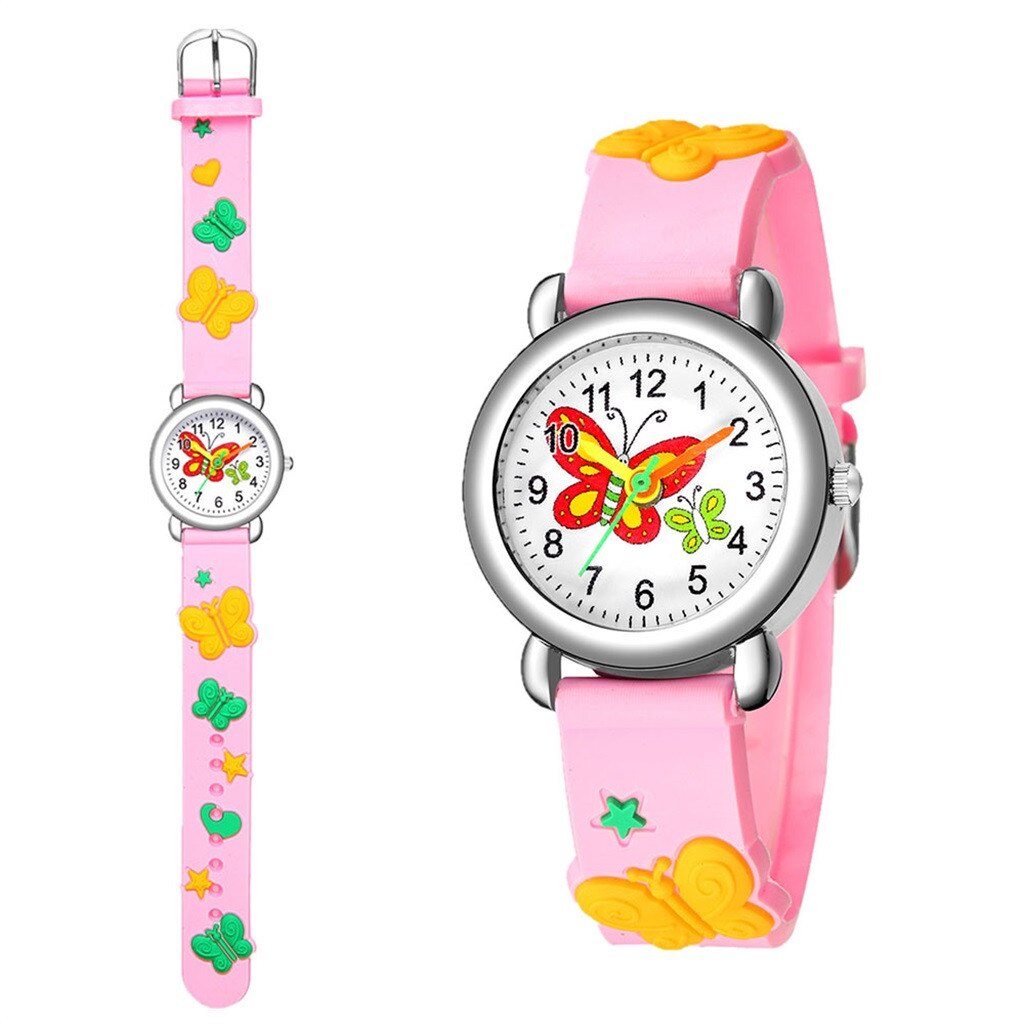 Cartoon Children Watch Cute butterfly Watches Girl Student waterproof leather Quartz Clock kids Quartz Analog Wrist Watch