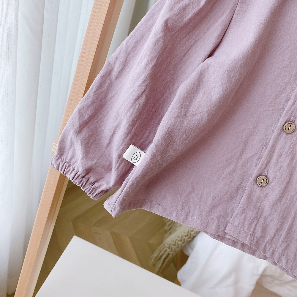 Cotton Baby Girls Tops And Blouses Solid Color Peter Pan Collar Baby Girl Fall Clothes Kids Long Sleeve Tops Tees Shirts