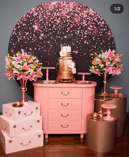 Cirkel Fotografie Achtergrond Gold Glitter Flash Verjaardagsfeestje Banner Ronde Photo Booth Achtergrond Dessert Taart Tafel Vinyl